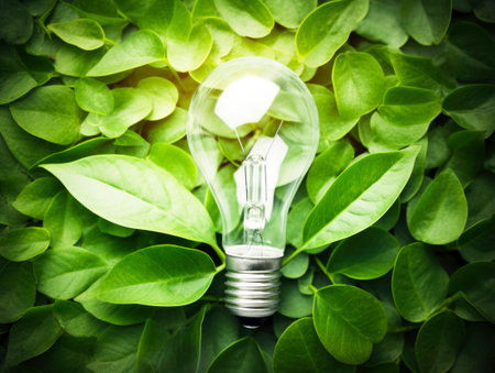 Lightbulb With Tree In Dirt Soil - Energy Development Concept. Generated AI.の素材