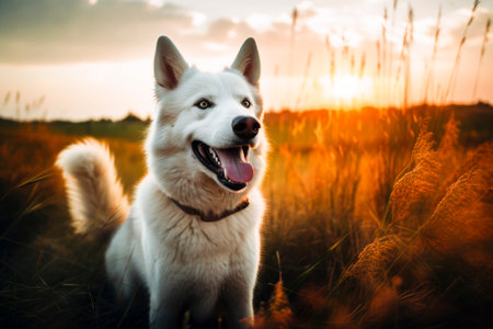 a dog in the outdoor park. Generative AI.の素材