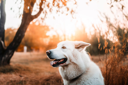 a dog in the outdoor park. Generative AI.の素材