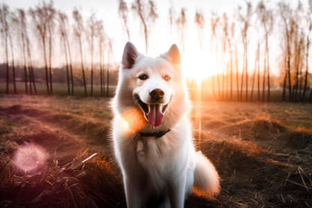 a dog in the outdoor park. Generative AI.の素材