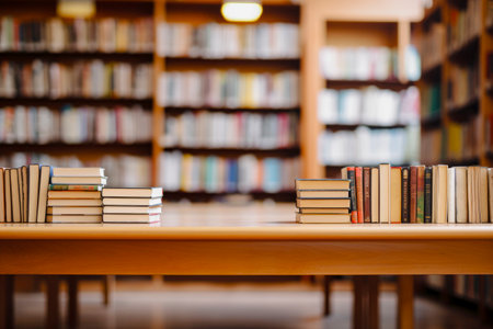 Books are placed on the desk, education conceptの素材