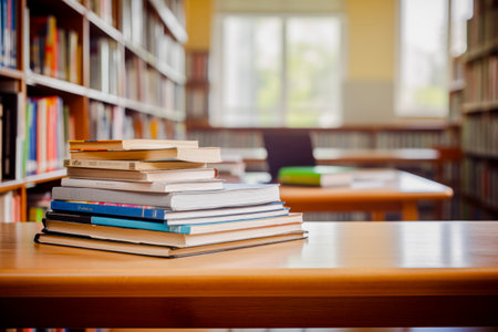 Books are placed on the desk, education conceptの素材