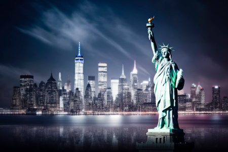 The Statue of Liberty in New York City, USA   Generative AIの素材