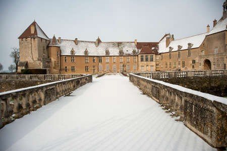 Old castle burgundy in snowのeditorial素材