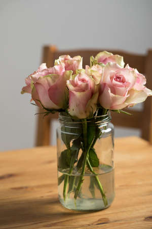 Bouquet of cream, pink and pink color Cezanne rosesの写真素材