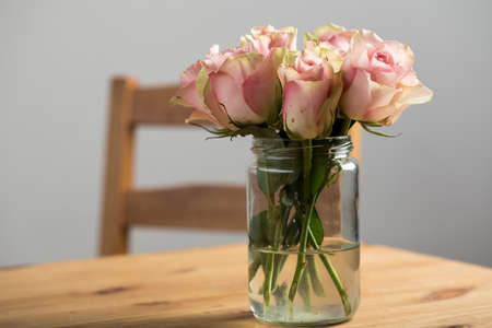Bouquet of cream, pink and pink color Cezanne rosesの写真素材