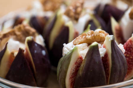 Filled figs with goat cheese with walnut