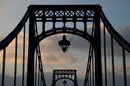 Kaiser-Wilhelm-Bridge a rotatable steel car bridge and landmark in Wilhelmshaven Germany during sunriseのeditorial素材