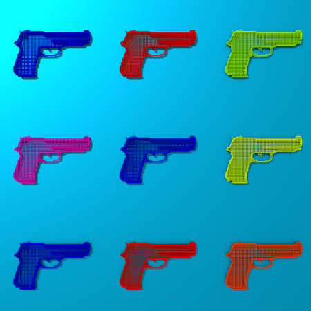 Low poly gun framework illustration pattern, pop art styleの写真素材