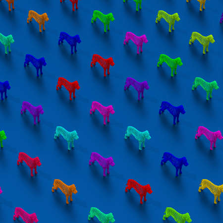 Colorful low-poly abstract dogs illustration patternの写真素材