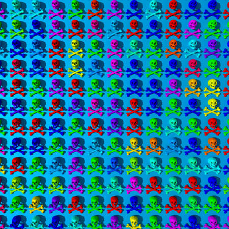 Colorful skulls pattern, low poly illustrationの写真素材