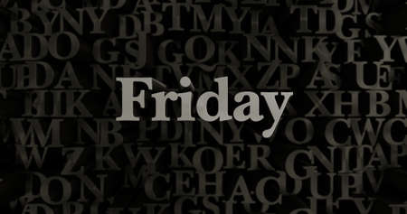 Friday - 3D rendered metallic typeset headline illustration.  Can be used for an online banner ad or a print postcard.の写真素材