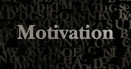Motivation - 3D rendered metallic typeset headline illustration.  Can be used for an online banner ad or a print postcard.の写真素材