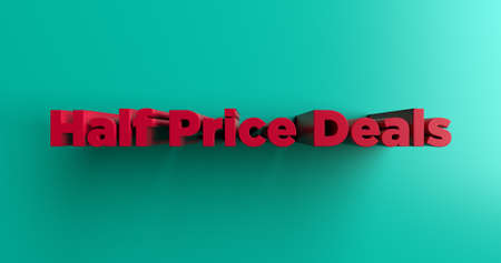 Half Price Deals - 3D rendered colorful headline illustration.  Can be used for an online banner ad or a print postcard.の写真素材