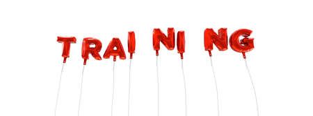 TRAINING - word made from red foil balloons - 3D rendered.  Can be used for an online banner ad or a print postcard.の写真素材