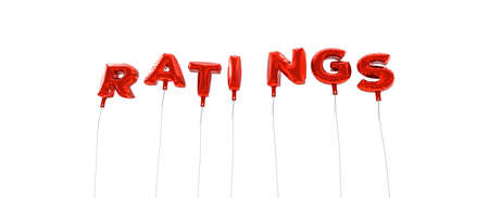 RATINGS - word made from red foil balloons - 3D rendered.  Can be used for an online banner ad or a print postcard.の写真素材