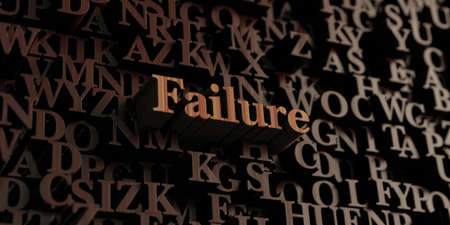 Failure - Wooden 3D rendered letters/message.  Can be used for an online banner ad or a print postcard.の写真素材