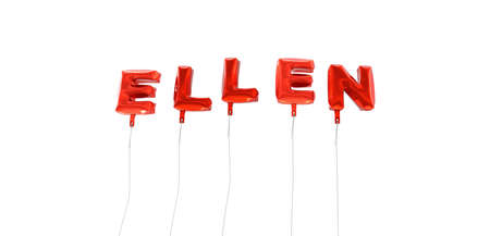 ELLEN - word made from red foil balloons - 3D rendered.  Can be used for an online banner ad or a print postcard.の写真素材