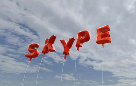 SKYPE - red foil balloons on blue sky - 3D rendered royalty free stock picture. This image can be...