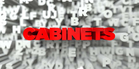 CABINETS -  Red text on typography background - 3D rendered royalty free stock image. This image can...