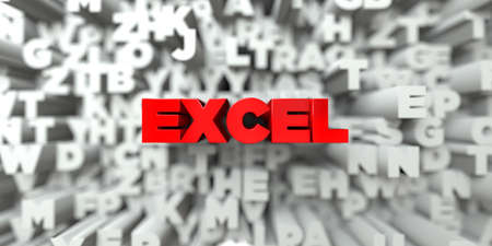 EXCEL -  Red text on typography background - 3D rendered royalty free stock image. This image can be...