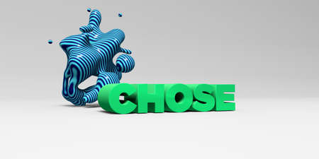 CHOSE -  color type on white studiobackground with design element - 3D rendered royalty free stock picture. This image can be used for an online website banner ad or a print postcard.の写真素材