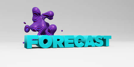 FORECAST -  color type on white studiobackground with design element - 3D rendered royalty free stock picture. This image can be used for an online website banner ad or a print postcard.の写真素材