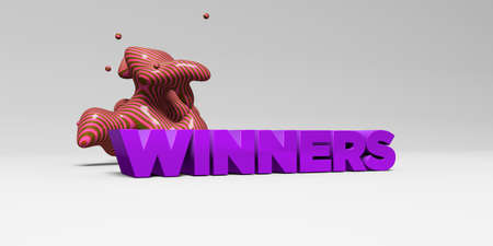 WINNERS -  color type on white studiobackground with design element - 3D rendered royalty free stock picture. This image can be used for an online website banner ad or a print postcard.の写真素材