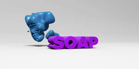 SOAP -  color type on white studiobackground with design element - 3D rendered royalty free stock picture. This image can be used for an online website banner ad or a print postcard.の写真素材