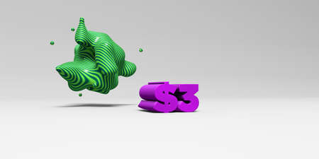 $3 -  color type on white studiobackground with design element - 3D rendered royalty free stock picture. This image can be used for an online website banner ad or a print postcard.の写真素材