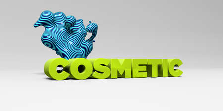 COSMETIC -  color type on white studiobackground with design element - 3D rendered royalty free stock picture. This image can be used for an online website banner ad or a print postcard.の写真素材