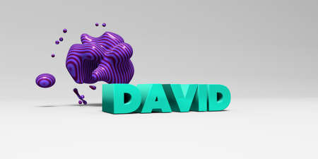 DAVID -  color type on white studiobackground with design element - 3D rendered royalty free stock picture. This image can be used for an online website banner ad or a print postcard.の写真素材