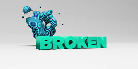 BROKEN -  color type on white studiobackground with design element - 3D rendered royalty free stock picture. This image can be used for an online website banner ad or a print postcard.の写真素材
