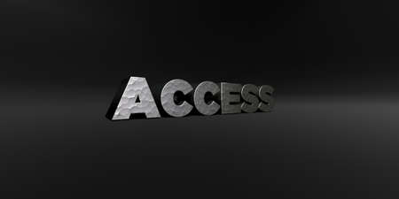 ACCESS - hammered metal finish text on black studio - 3D rendered royalty free stock photo. This image can be used for an online website banner ad or a print postcard.の写真素材