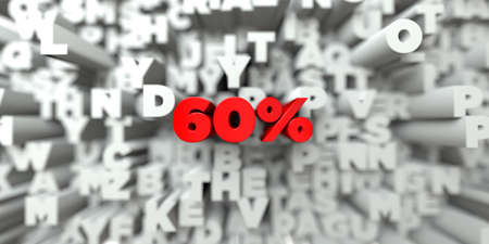60% -  Red text on typography background - 3D rendered royalty free stock image. This image can be used for an online website banner ad or a print postcard.の写真素材