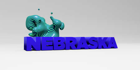 NEBRASKA - 3D rendered colorful headline illustration.  Can be used for an online banner ad or a print postcard.の写真素材