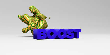 BOOST - 3D rendered colorful headline illustration.  Can be used for an online banner ad or a print postcard.の写真素材