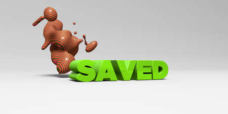 SAVED - 3D rendered colorful headline illustration.  Can be used for an online banner ad or a print postcard.の写真素材