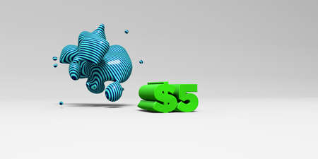 $5 - 3D rendered colorful headline illustration.  Can be used for an online banner ad or a print postcard.の写真素材