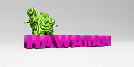 HAWAIIAN - 3D rendered colorful headline illustration.  Can be used for an online banner ad or a print postcard.の写真素材
