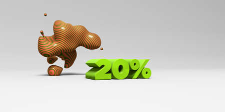 20% - 3D rendered colorful headline illustration.  Can be used for an online banner ad or a print postcard.の写真素材