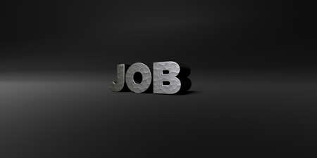 JOB - hammered metal finish text on black studio - 3D rendered royalty free stock photo. This image can be used for an online website banner ad or a print postcard.の写真素材