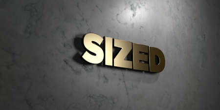 Sized - Gold sign mounted on glossy marble wall  - 3D rendered royalty free stock illustration. This image can be used for an online website banner ad or a print postcard.の写真素材