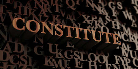 Constitute - Wooden 3D rendered letters/message.  Can be used for an online banner ad or a print postcard.の写真素材