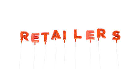 RETAILERS - word made from red foil balloons - 3D rendered.  Can be used for an online banner ad or a print postcard.の写真素材