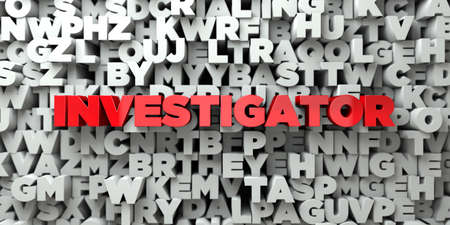 INVESTIGATOR -  Red text on typography background - 3D renderedの写真素材