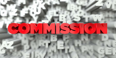COMMISSION -  Red text on typography background - 3D rendered royalty free stock image. This image can be used for an online website banner ad or a print postcard.の写真素材