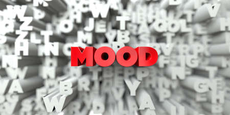 MOOD -  Red text on typography background - 3D rendered royalty free stock image. This image can be used for an online website banner ad or a print postcard.の写真素材