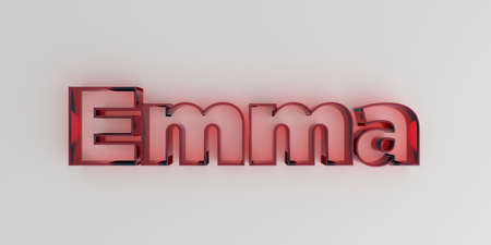 Emma - Red glass text on white background - 3D rendered royalty free stock image.の写真素材