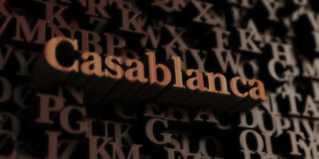 Casablanca - Wooden 3D rendered letters/message.  Can be used for an online banner ad or a print postcard.の写真素材